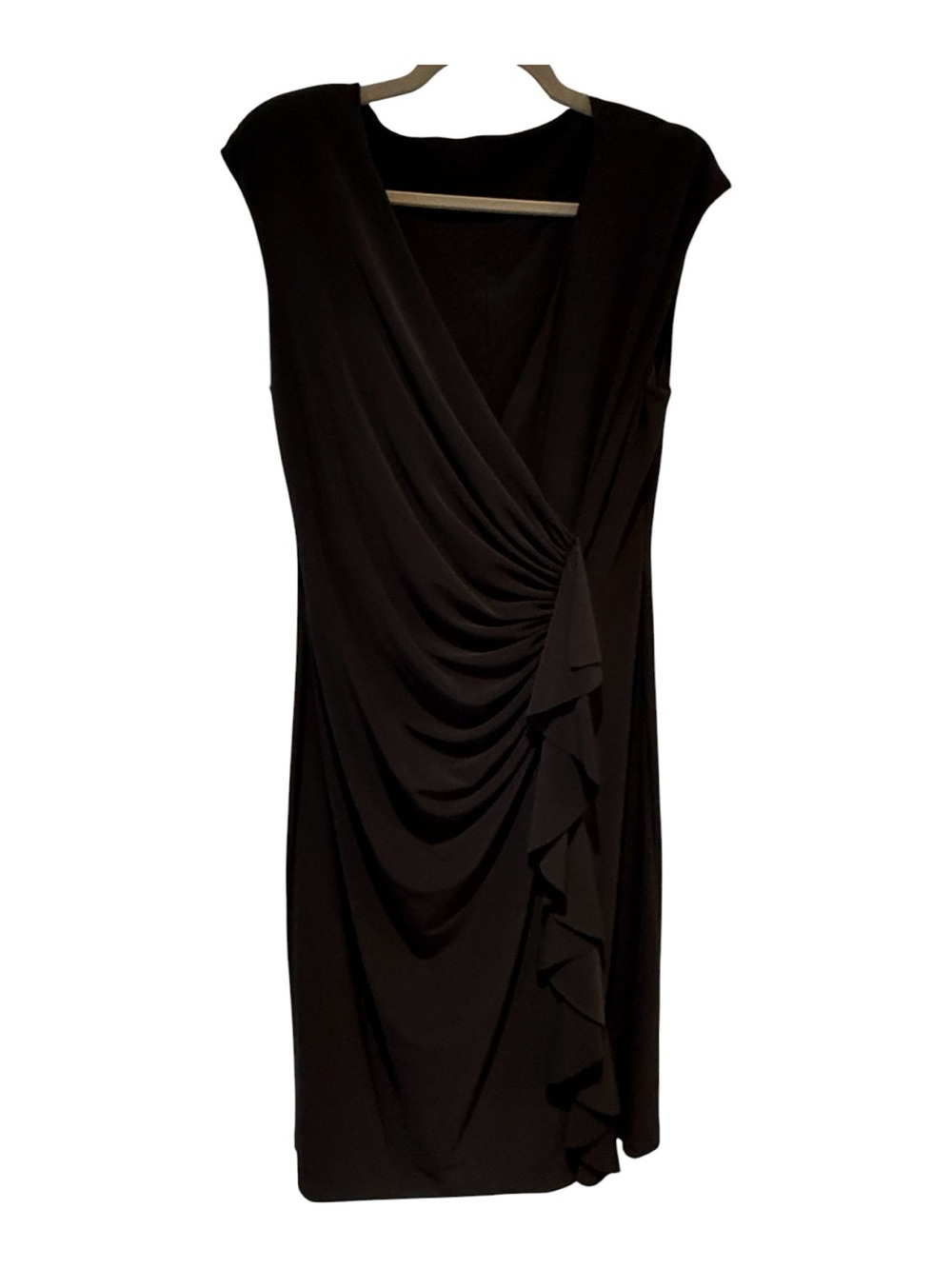 Little Black Dress Sleeveless Ruffle V-Neck Sheath Dress Lightweight | EUC - Picture 2 of 8